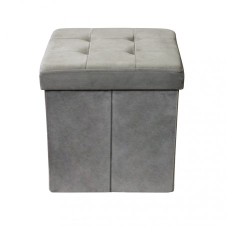 Pouf contenitore in velluto tortora - 38x38x38 cm