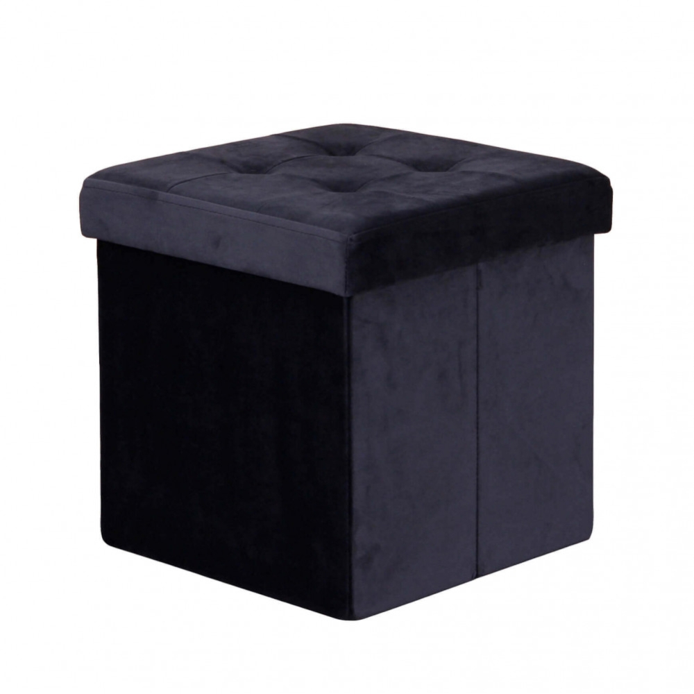 Pouf contenitore in velluto nero -...