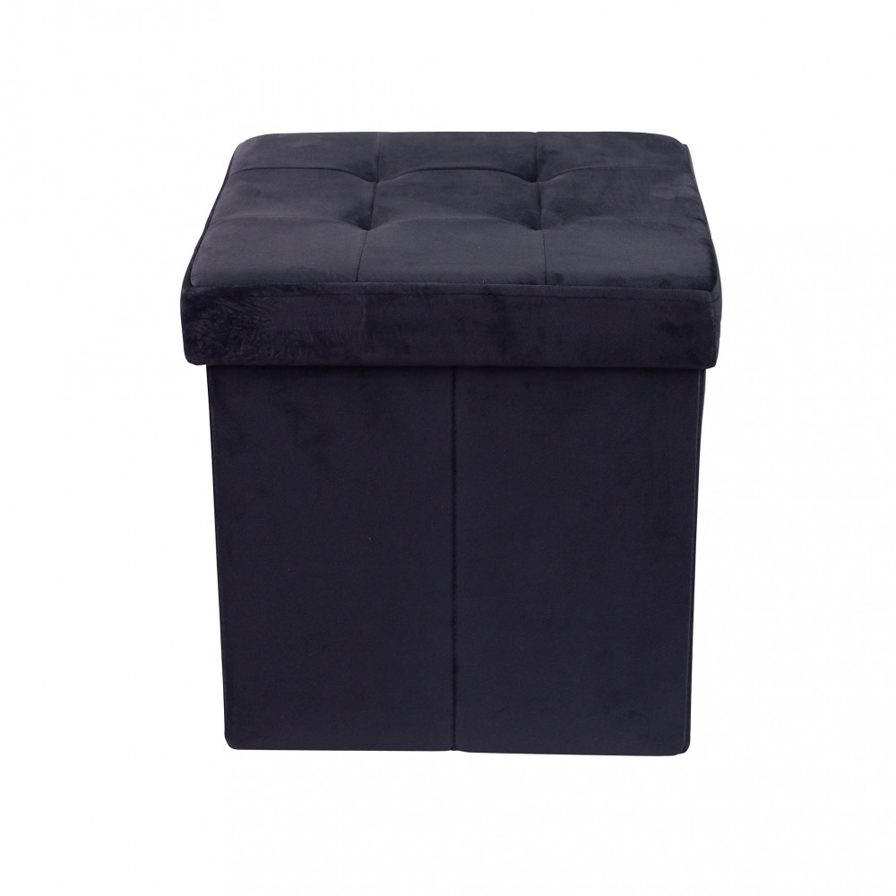 Pouf contenitore in velluto nero -...