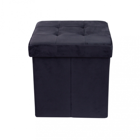 Pouf contenitore in velluto nero - 38x38x38 cm