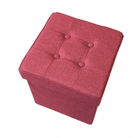 Pouf contenitore in tessuto bordeaux - 38x38x38 cm