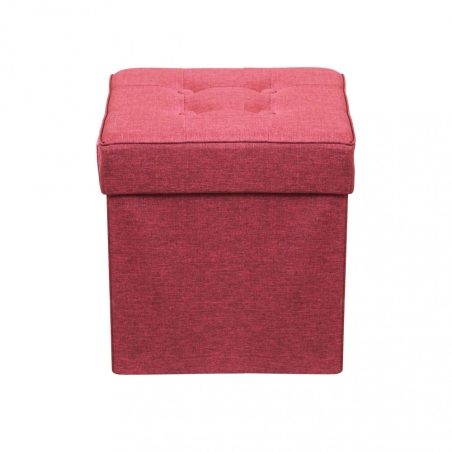 Pouf contenitore in tessuto bordeaux - 38x38x38 cm