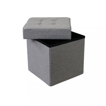 Pouf contenitore in tessuto grigio chiaro - 38x38x38 cm