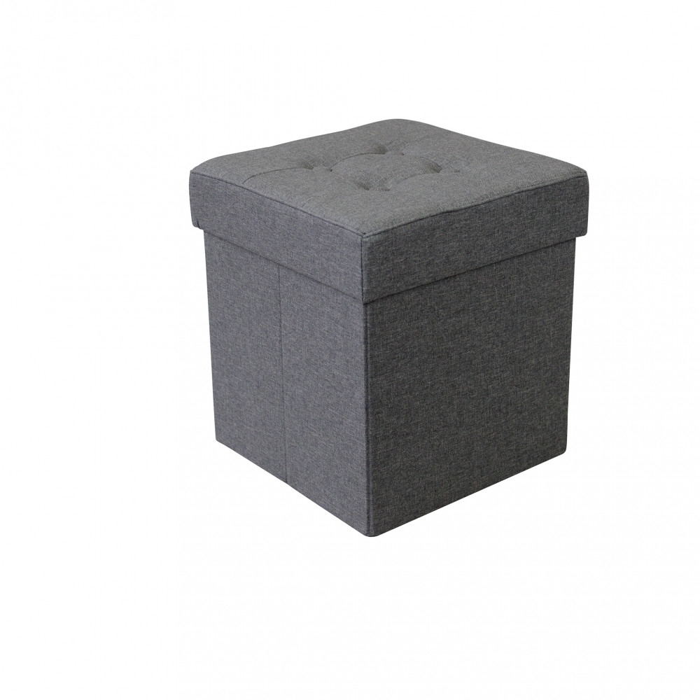 Pouf contenitore in tessuto grigio...