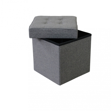 Pouf contenitore in tessuto grigio scuro - 38x38x38 cm