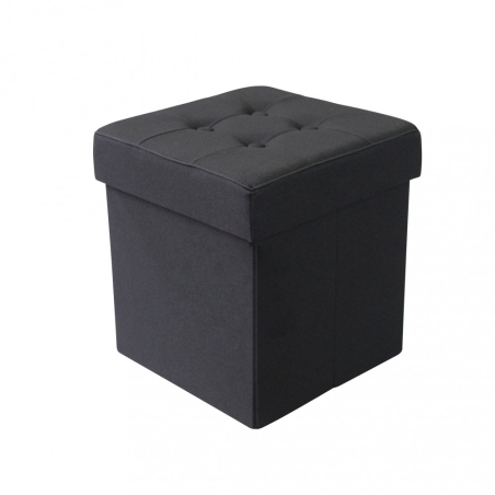 Pouf contenitore in tessuto nero - 38x38x38 cm