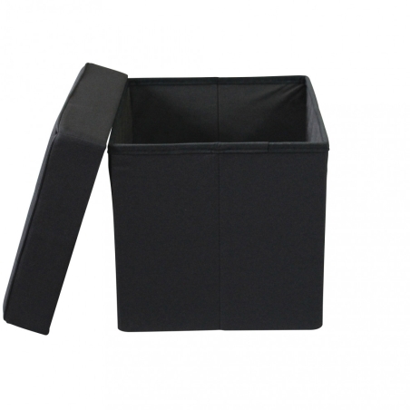 Pouf contenitore in tessuto nero - 38x38x38 cm