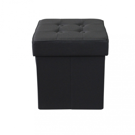 Pouf contenitore in tessuto nero - 38x38x38 cm