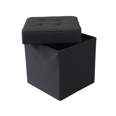 Pouf contenitore in tessuto nero - 38x38x38 cm