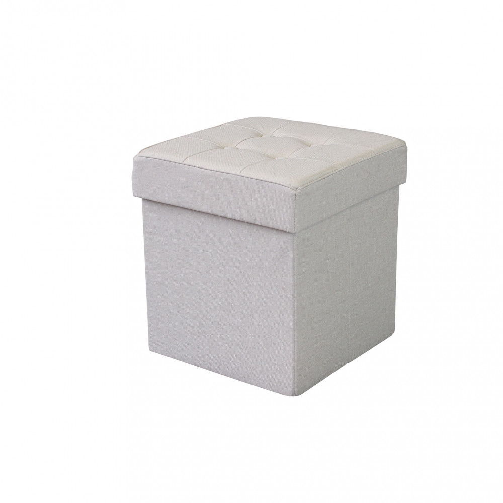 Pouf contenitore in tessuto tortora -...