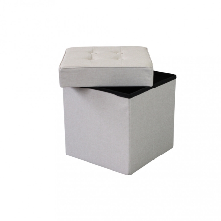 Pouf contenitore in tessuto tortora - 38x38x38 cm