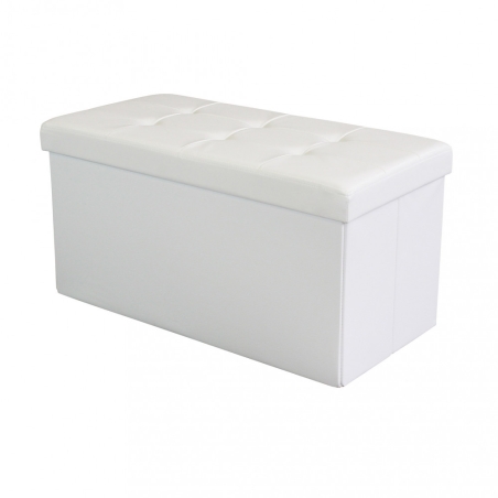 Pouf contenitore in ecopelle bianco - 76x38x38 cm