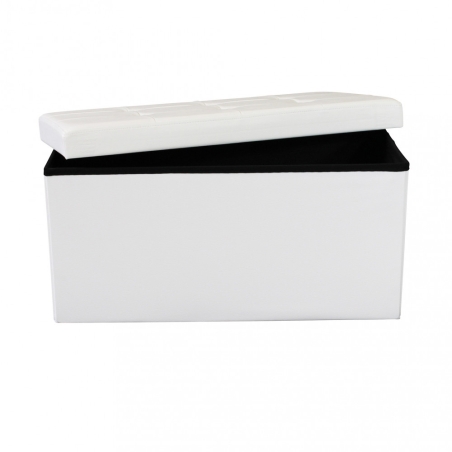 Pouf contenitore in ecopelle bianco - 76x38x38 cm