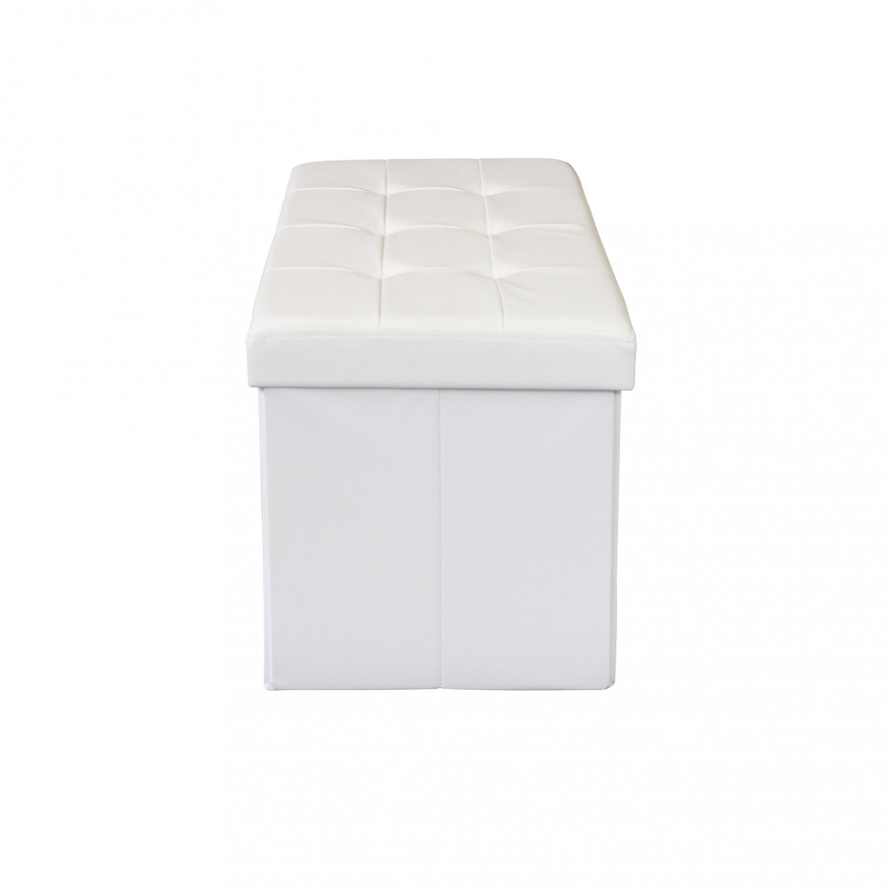 Pouf contenitore in ecopelle bianco -...
