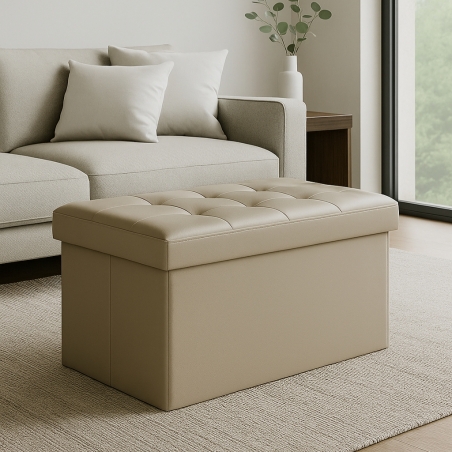 copy of Pouf contenitore in ecopelle bianco - 76x38x38 cm