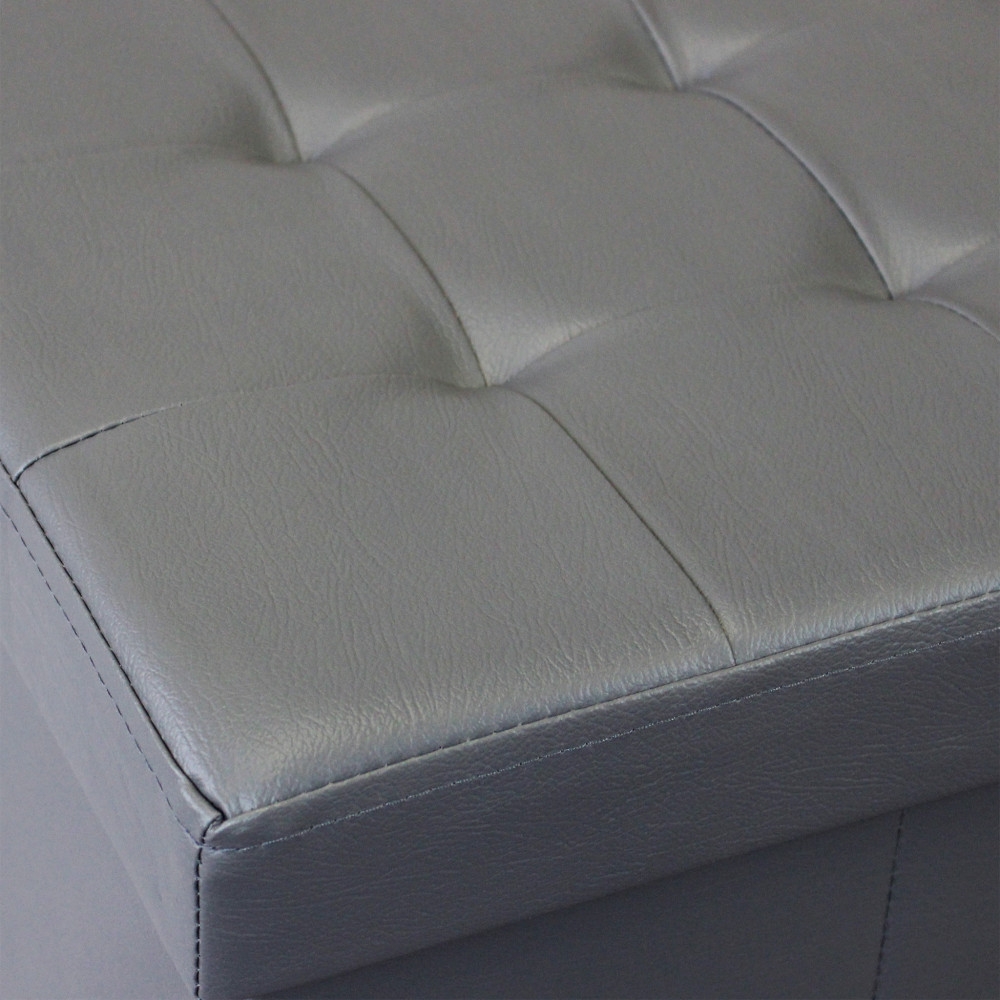 Pouf contenitore in ecopelle grigio -...