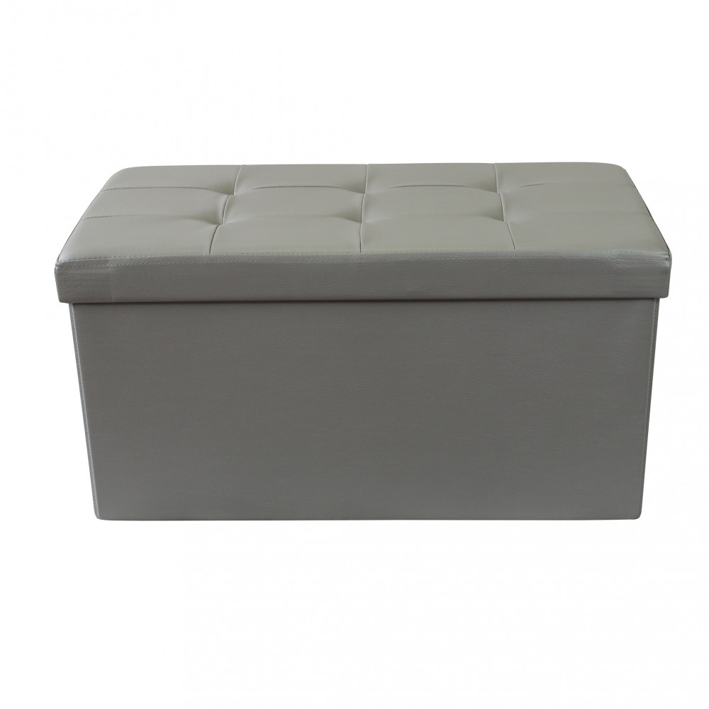Pouf contenitore in ecopelle grigio -...