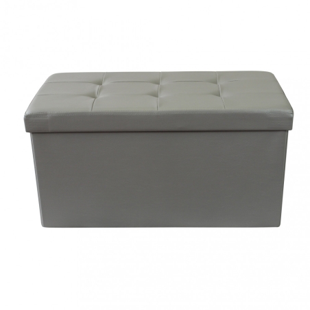 Pouf contenitore in ecopelle grigio - 76x38x38 cm