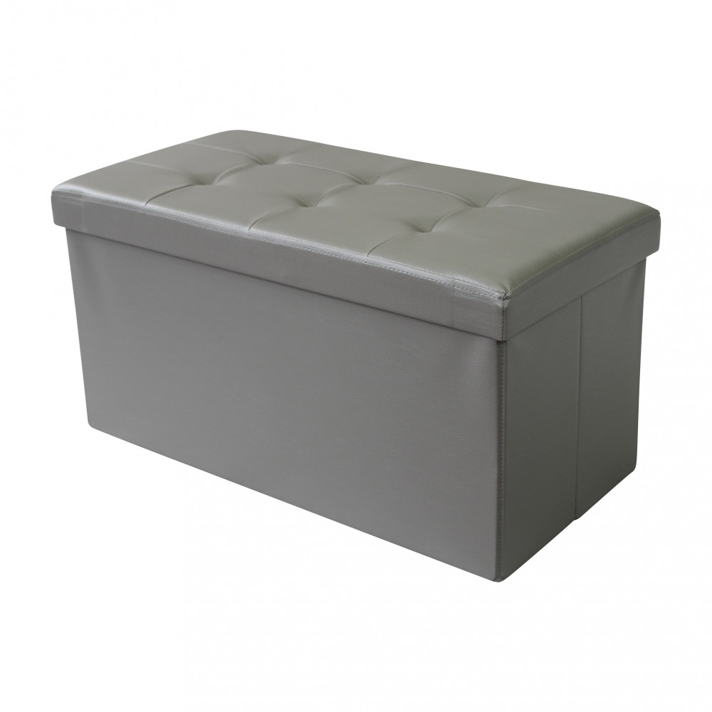Pouf contenitore in ecopelle grigio -...