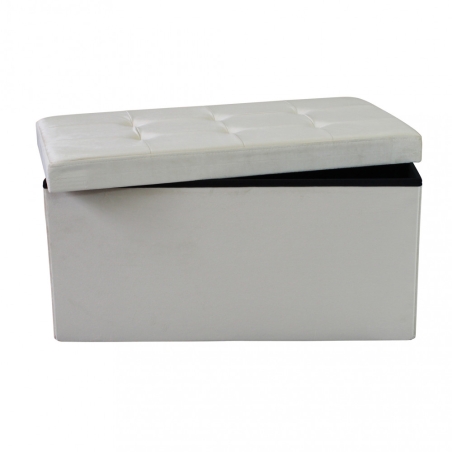 Pouf contenitore in velluto beige - 76x38x38 cm