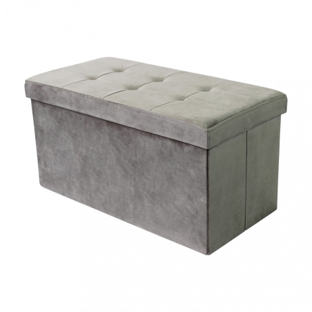Pouf contenitore in velluto tortora - 76x38x38 cm
