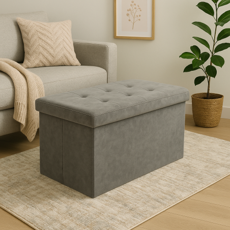 copy of Pouf contenitore in ecopelle bianco - 76x38x38 cm