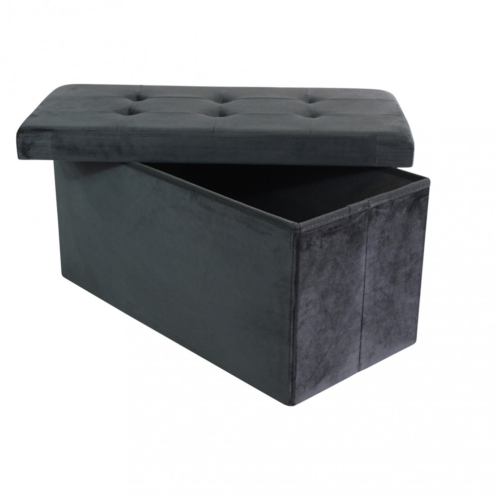 Pouf contenitore in velluto nero -...