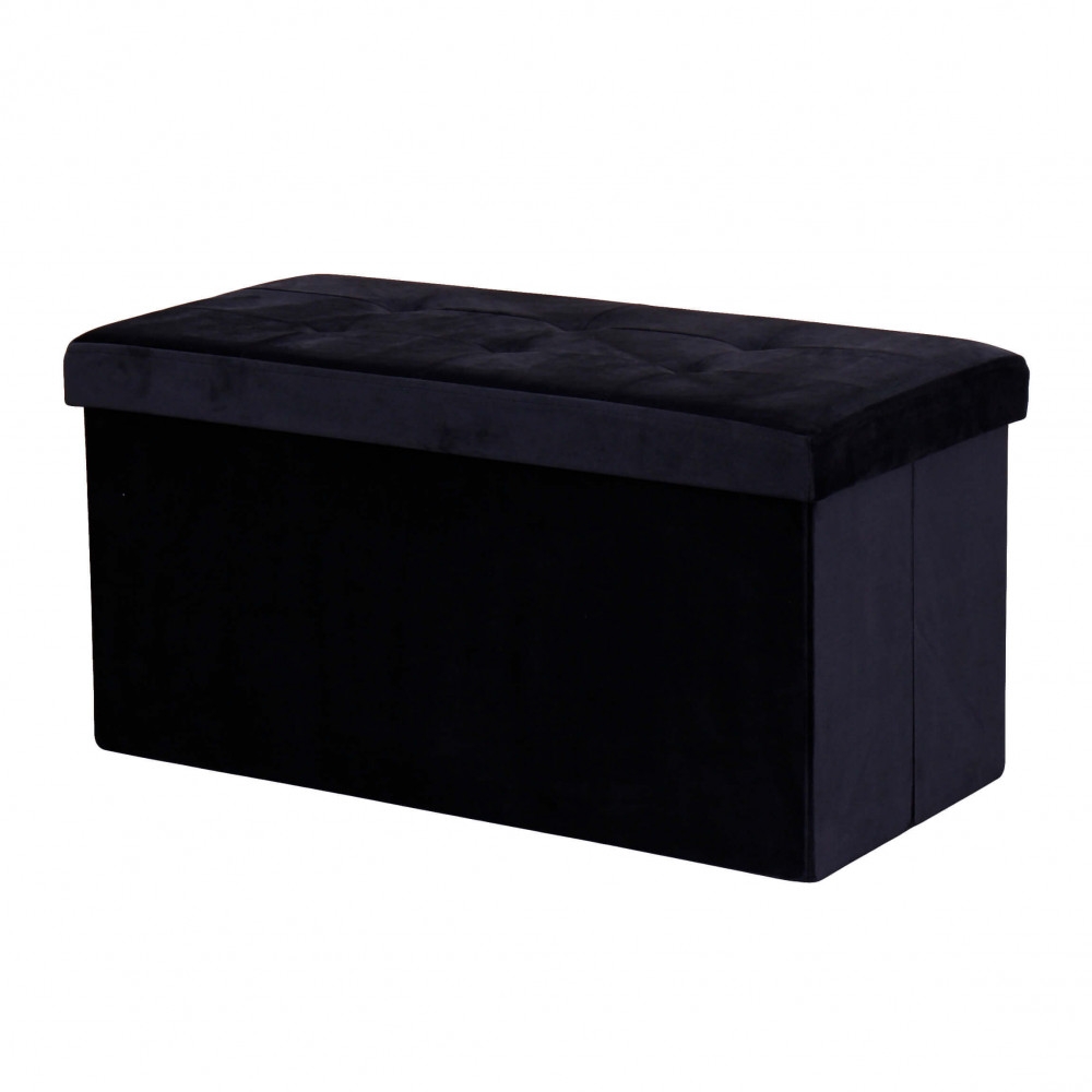 Pouf contenitore in velluto nero -...