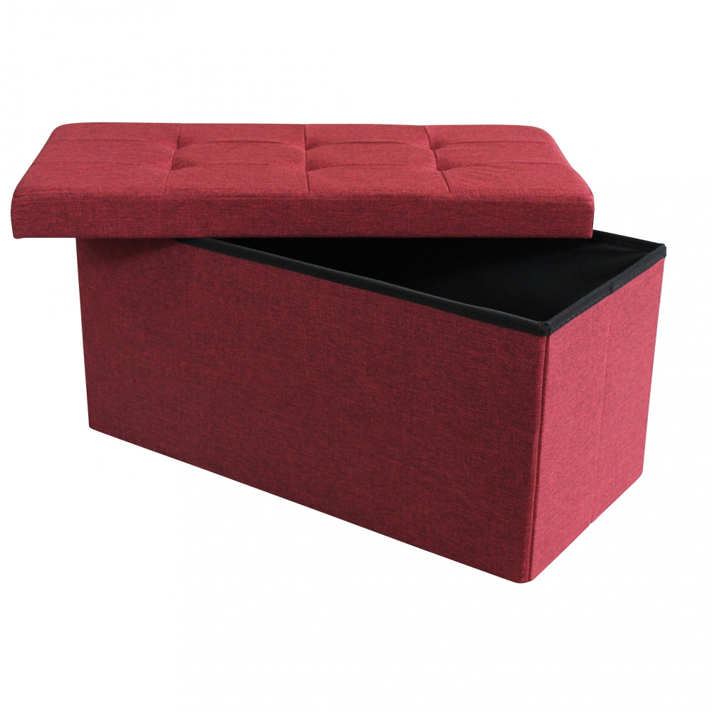 Pouf contenitore in tessuto bordeaux...