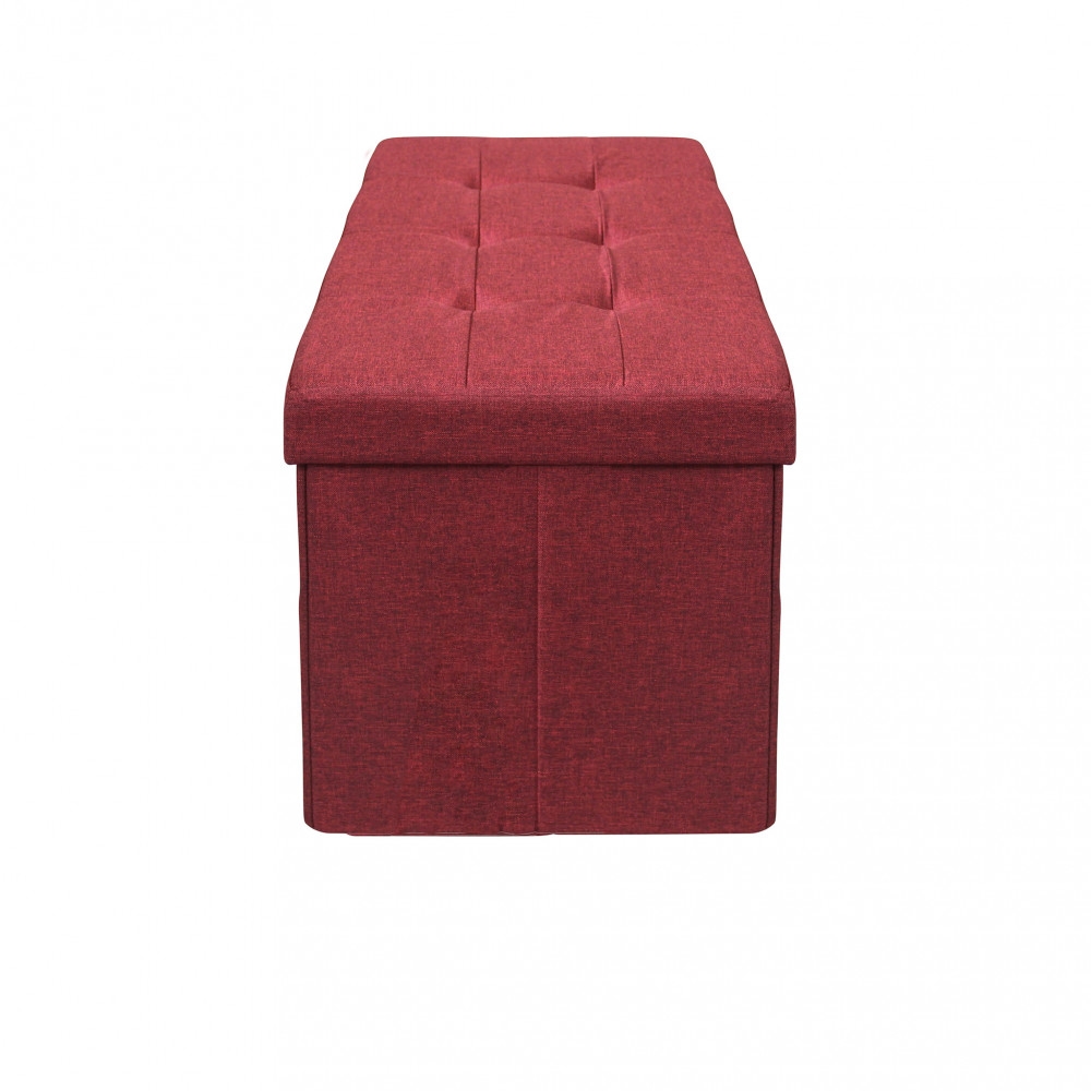 Pouf contenitore in tessuto bordeaux...