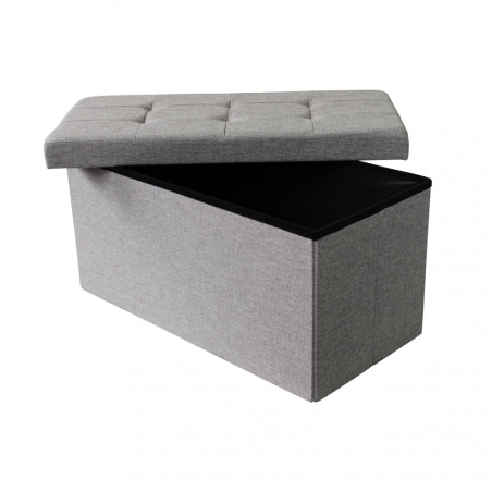 Pouf contenitore in tessuto grigio chiaro - 76x38x38 cm