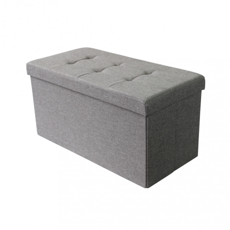 Pouf contenitore in tessuto grigio chiaro - 76x38x38 cm