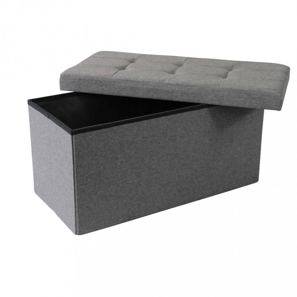 Pouf contenitore in tessuto grigio...