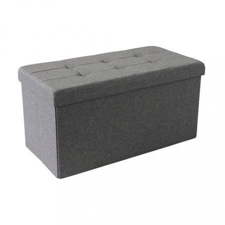 Pouf contenitore in tessuto grigio scuro - 76x38x38 cm
