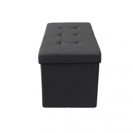 Pouf contenitore in tessuto nero - 76x38x38 cm