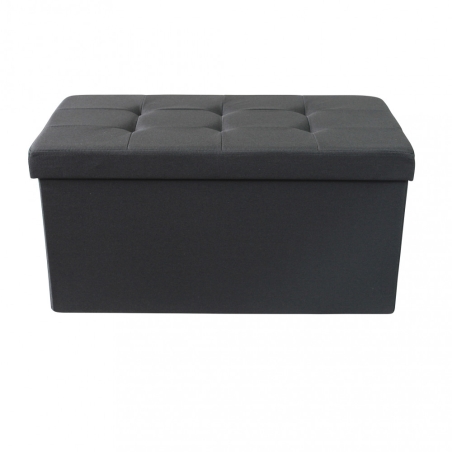 Pouf contenitore in tessuto nero - 76x38x38 cm