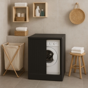 Mobile copri lavatrice 72x68x91h cm con serranda nero Lavacril Box Colavene -1