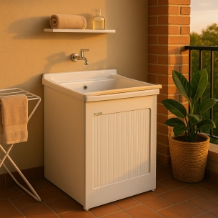 Mobile lavatoio 60x50x87h cm con vasca Lavacril Colavene bianco -1