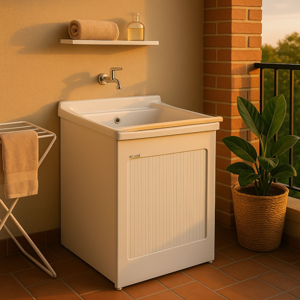 Mobile lavatoio 60x50x87h cm con vasca Lavacril Colavene bianco