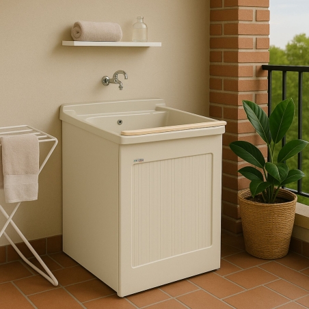 Mobile lavatoio 60x50x87h cm con vasca Lavacril Colavene avorio -1