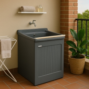 Mobile lavatoio 60x50x87h cm con vasca Lavacril Colavene grigio -1