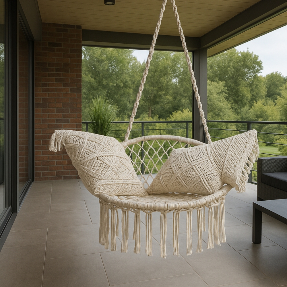 Poltrona sospesa con cuscino Ecrù SMARAEDENYA