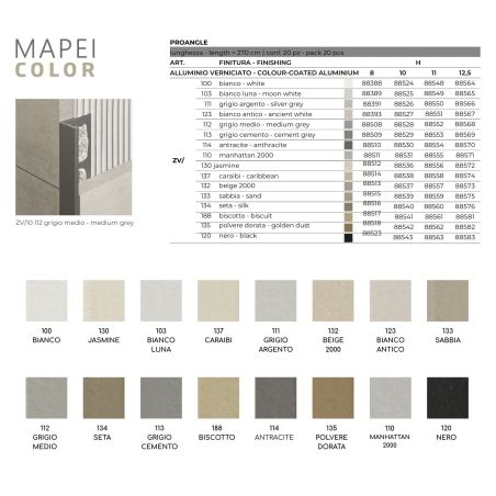 Profilo per angoli Jasmine 130 Proangle Profilpas Mapei 270cm sp 10mm -7