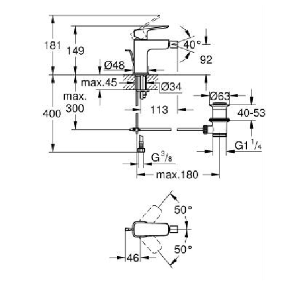 copy of Miscelatore monocomando per Lavabo GROHE Cubeo -3