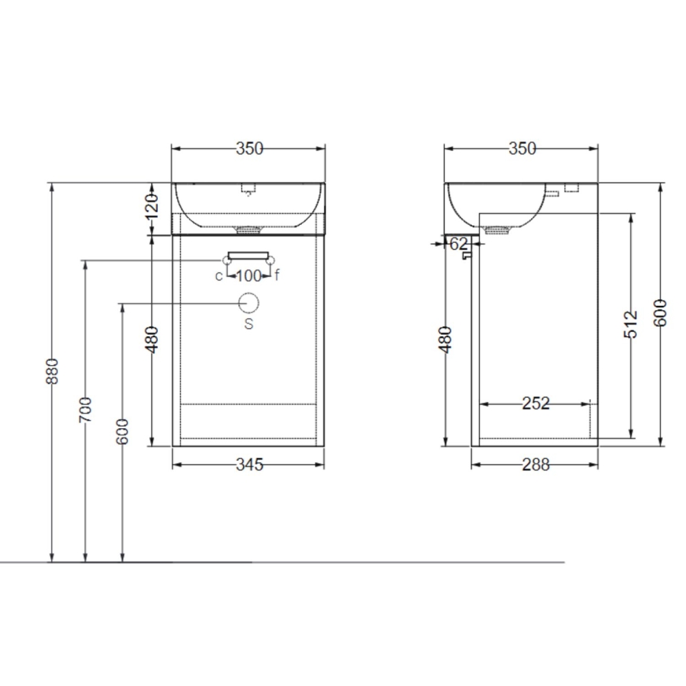 Mobile lavabo mini 35x35 sospeso Colavene Apertura a DX -3
