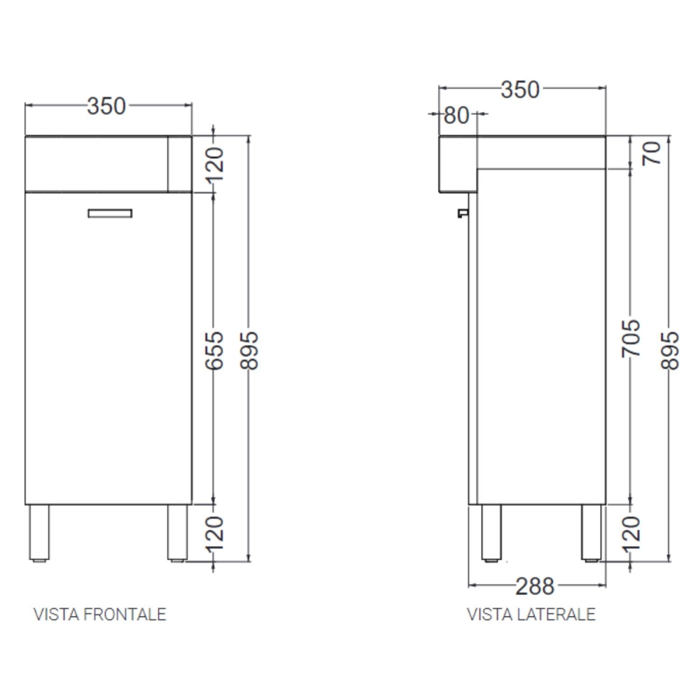 Mobile lavabo mini 35x35 a terra Colavene Apertura a SX -3