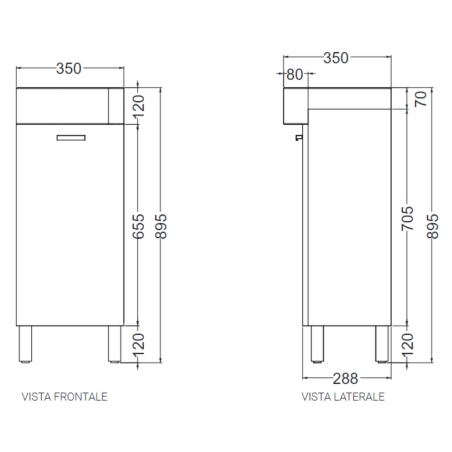 Mobile lavabo mini 35x35 a terra Colavene Apertura a SX -3