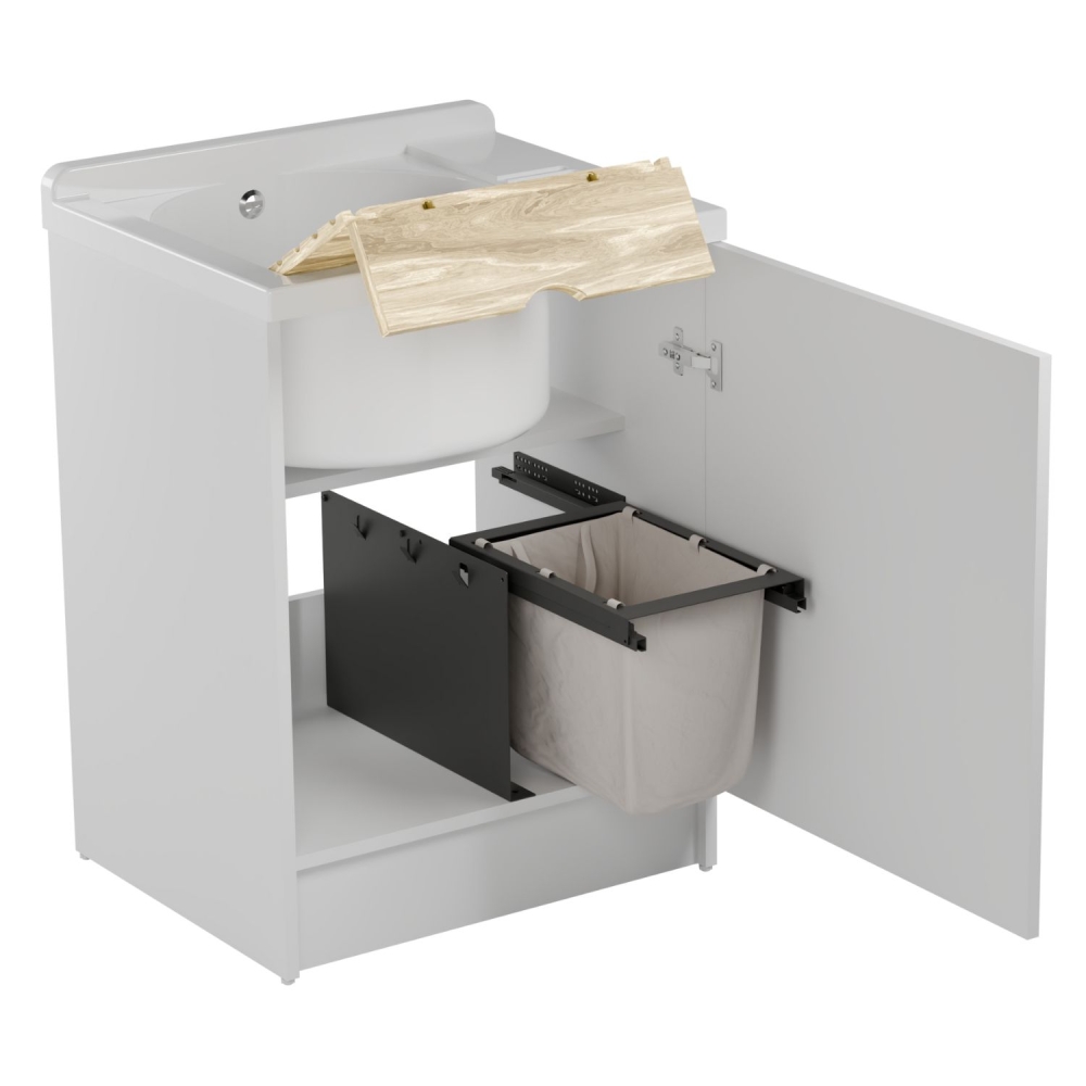 Lavatoio con cesto portabiancheria 65x55x89h cm bianco matt Active Wash Colavene -2