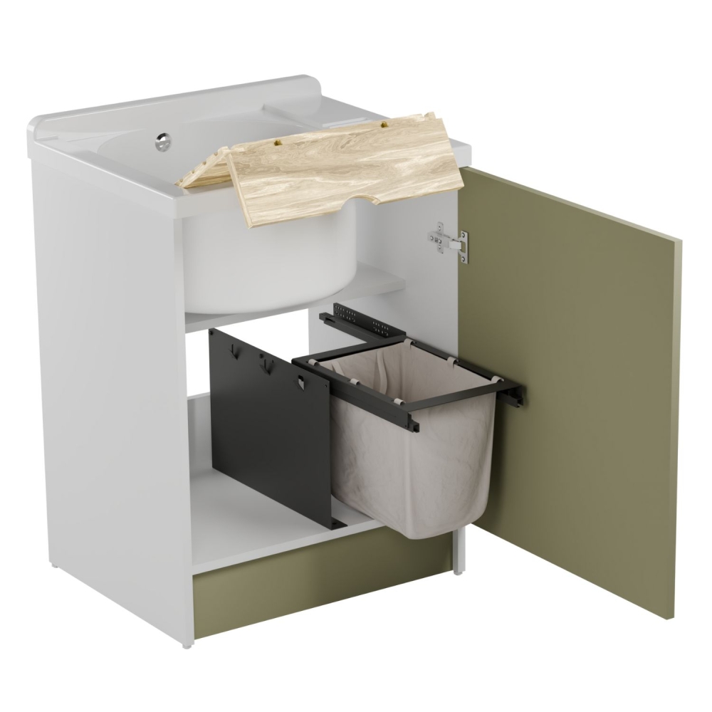 Lavatoio con cesto portabiancheria 65x55x89h cm verde Active Wash Colavene -2