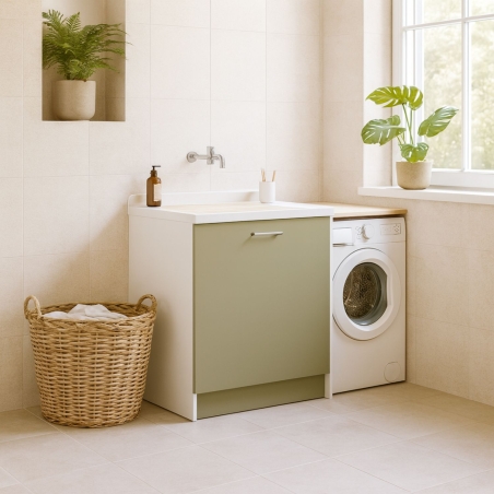 Lavatoio con cesto portabiancheria 65x55x89h cm verde Active Wash Colavene -1